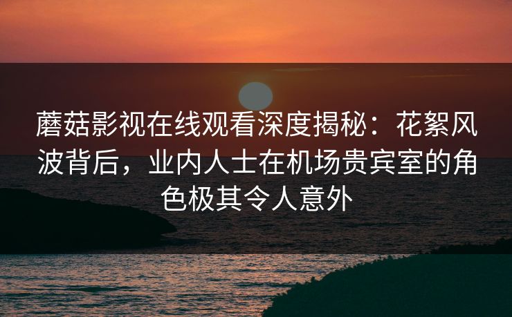 蘑菇影视在线观看深度揭秘：花絮风波背后，业内人士在机场贵宾室的角色极其令人意外