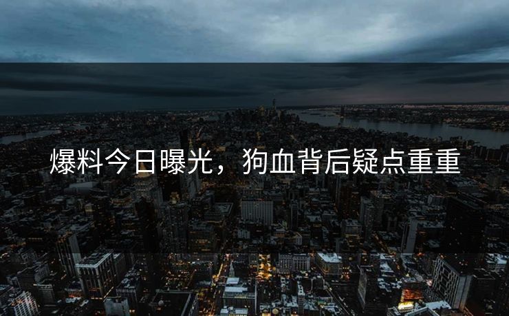 爆料今日曝光，狗血背后疑点重重
