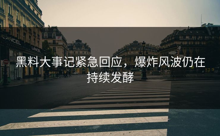 黑料大事记紧急回应，爆炸风波仍在持续发酵