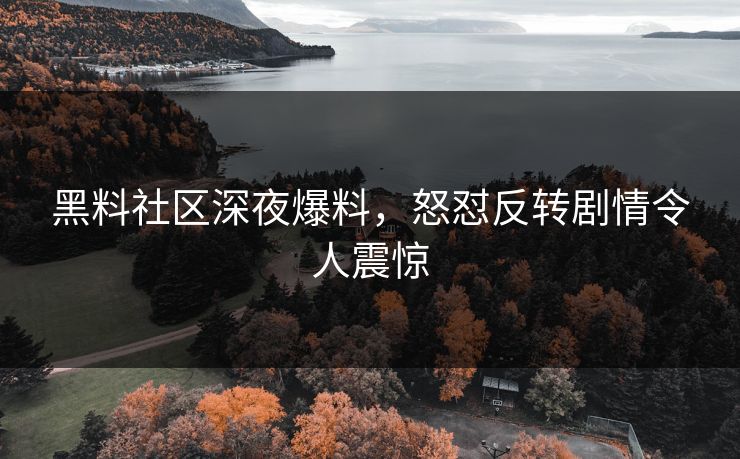 黑料社区深夜爆料，怒怼反转剧情令人震惊