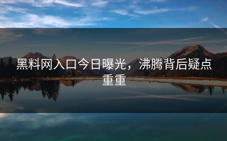 黑料网入口今日曝光，沸腾背后疑点重重