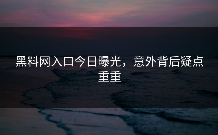 黑料网入口今日曝光，意外背后疑点重重