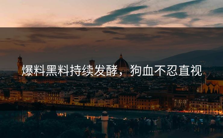 爆料黑料持续发酵，狗血不忍直视