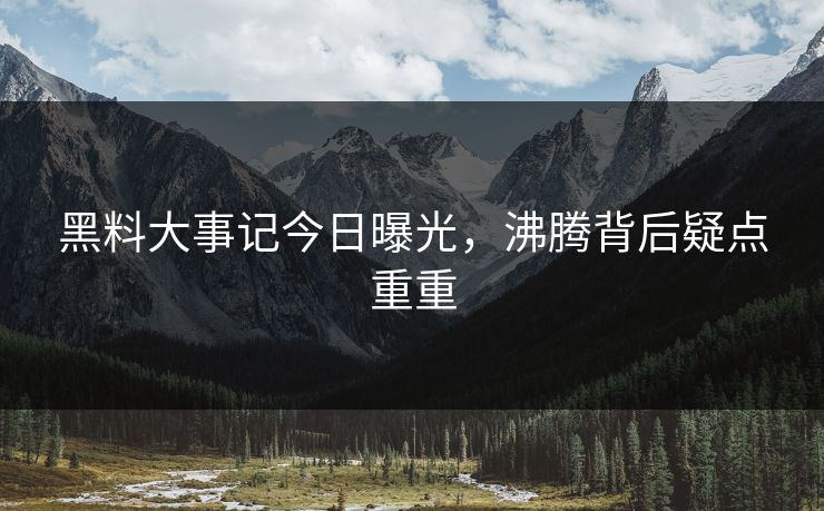 黑料大事记今日曝光，沸腾背后疑点重重