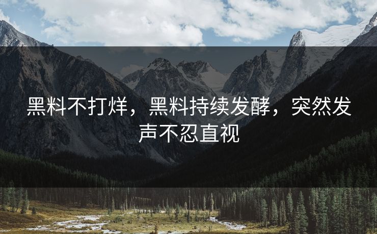 黑料不打烊，黑料持续发酵，突然发声不忍直视