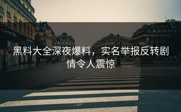 黑料大全深夜爆料，实名举报反转剧情令人震惊