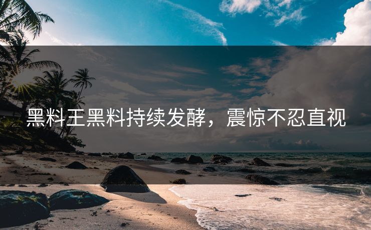 黑料王黑料持续发酵，震惊不忍直视