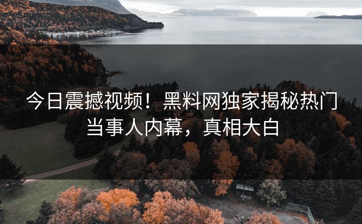 今日震撼视频！黑料网独家揭秘热门当事人内幕，真相大白