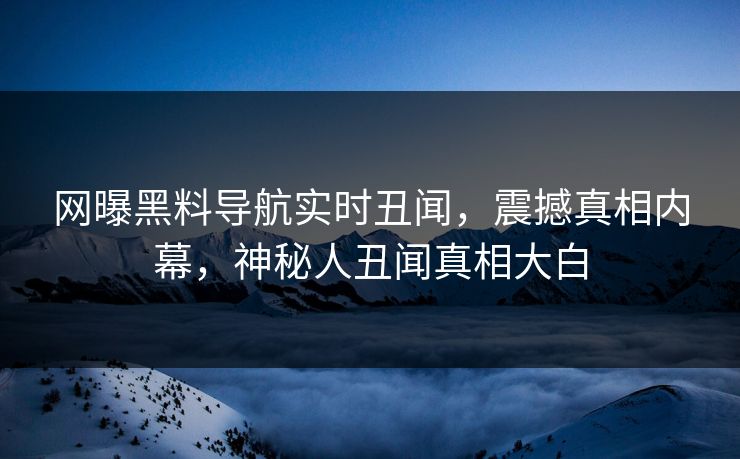 网曝黑料导航实时丑闻，震撼真相内幕，神秘人丑闻真相大白