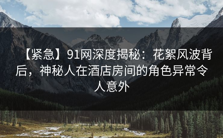 【紧急】91网深度揭秘：花絮风波背后，神秘人在酒店房间的角色异常令人意外