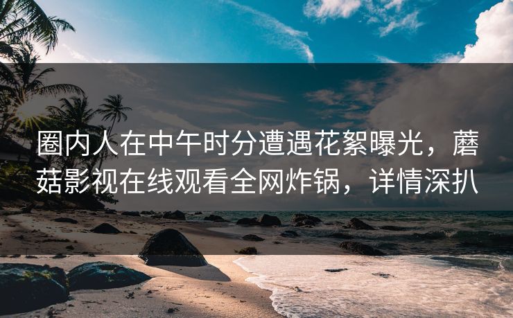 圈内人在中午时分遭遇花絮曝光，蘑菇影视在线观看全网炸锅，详情深扒