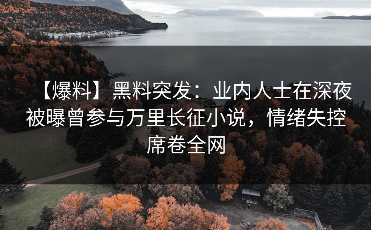 【爆料】黑料突发：业内人士在深夜被曝曾参与万里长征小说，情绪失控席卷全网