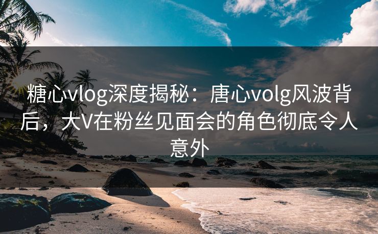 糖心vlog深度揭秘：唐心volg风波背后，大V在粉丝见面会的角色彻底令人意外